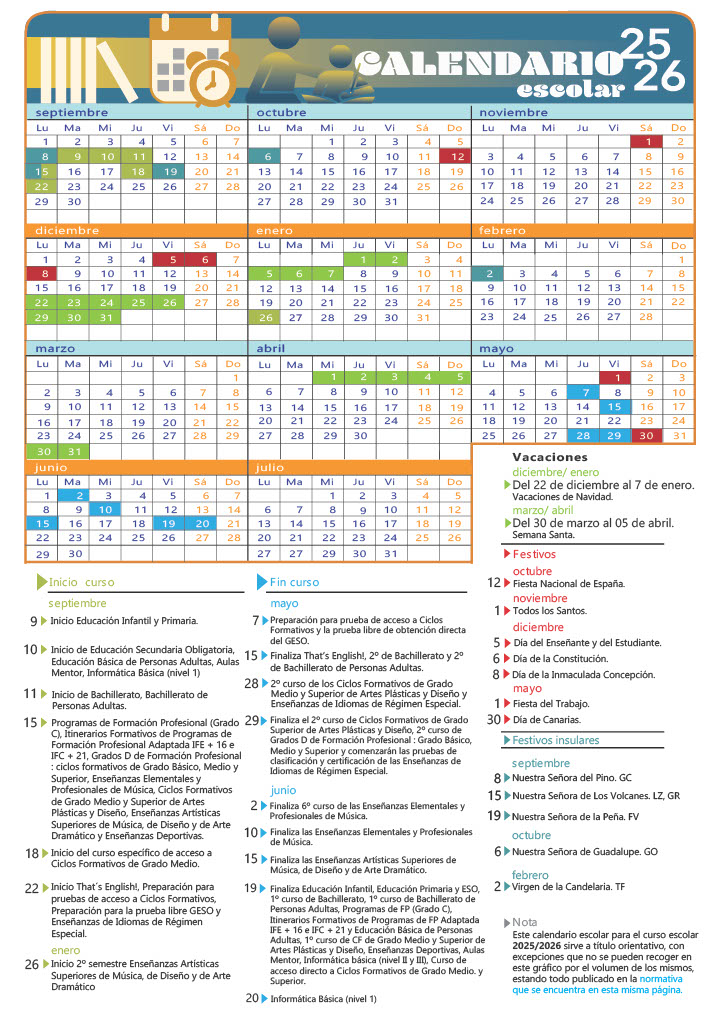 calendario escolar canarias curso 2025-2026 calendario escolar canarias curso 2025-2026